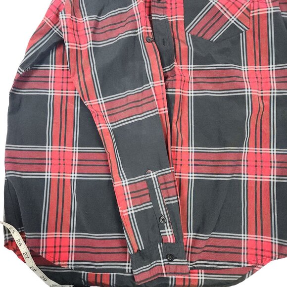 Akademiks Mens Medium Red & Black Plaid Long Sleeve Button-Up Shirt - Picture 11 of 11
